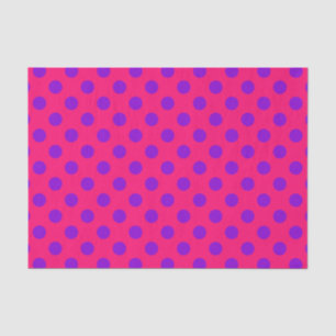 Purple polka dots on cerise tissue paper