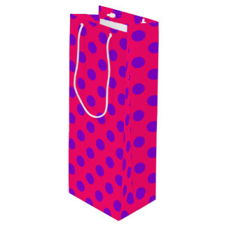 Purple polka dots on cerise wine gift bag