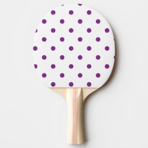 Purple Polka Dots on White Background Ping Pong Paddle
