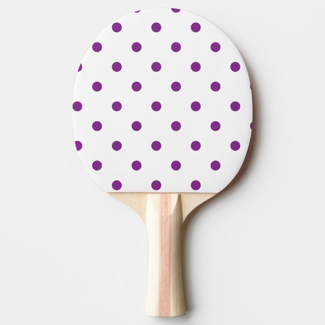 Purple Polka Dots on White Background Ping Pong Paddle (Front)