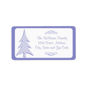 Purple Polka Dots Pattern Christmas Tree Label