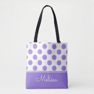 Purple Polka Dots Personalised Tote Bag