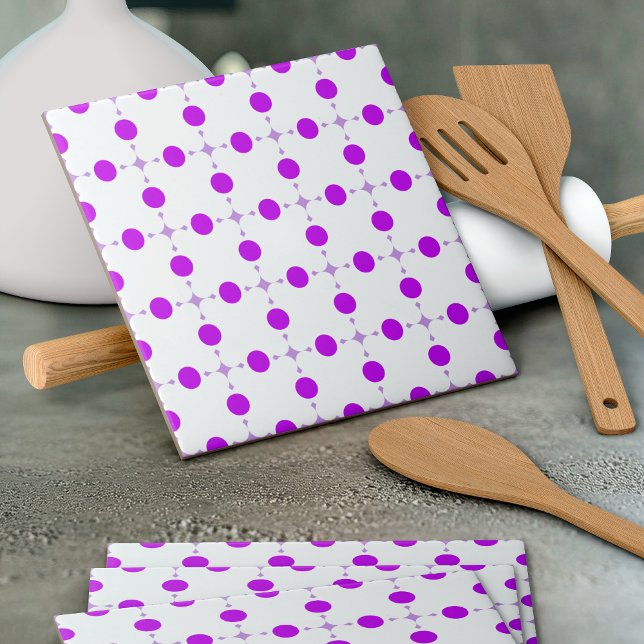 Purple Polka Dots, Polka Dot Pattern, Dots, Dotted Ceramic Tile (Creator Uploaded)