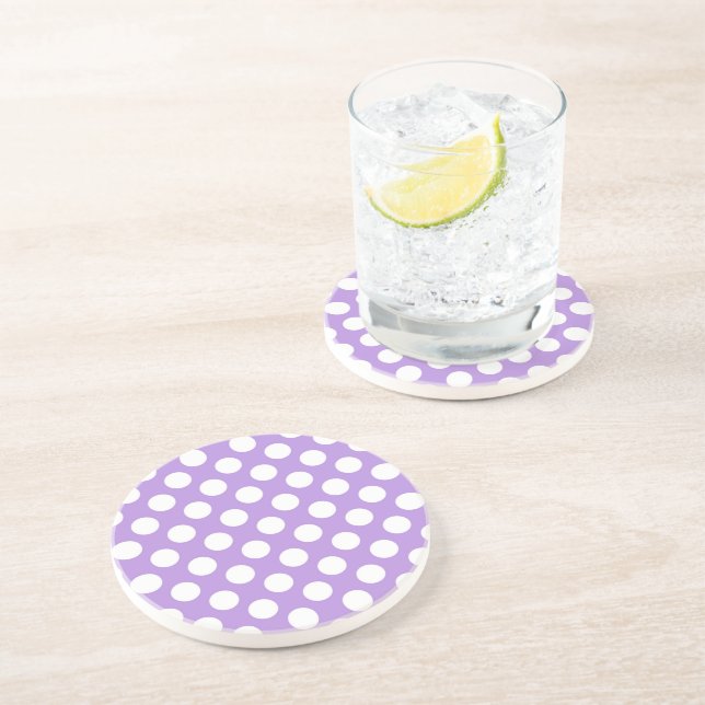 Purple Polka Dots, Polka Dot Pattern, Dots, Dotted Coaster (Side)