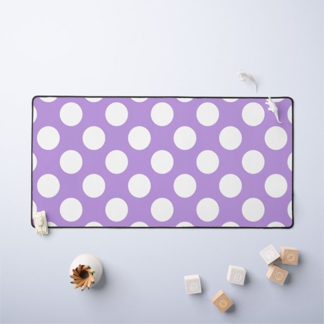 Purple Polka Dots, Polka Dot Pattern, Dots, Dotted Desk Mat (Kids Table)