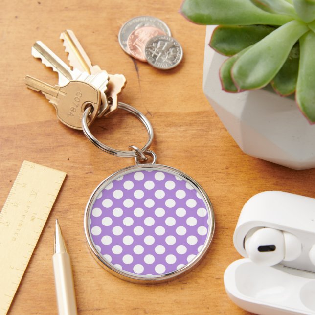 Purple Polka Dots, Polka Dot Pattern, Dots, Dotted Key Ring (Desk)