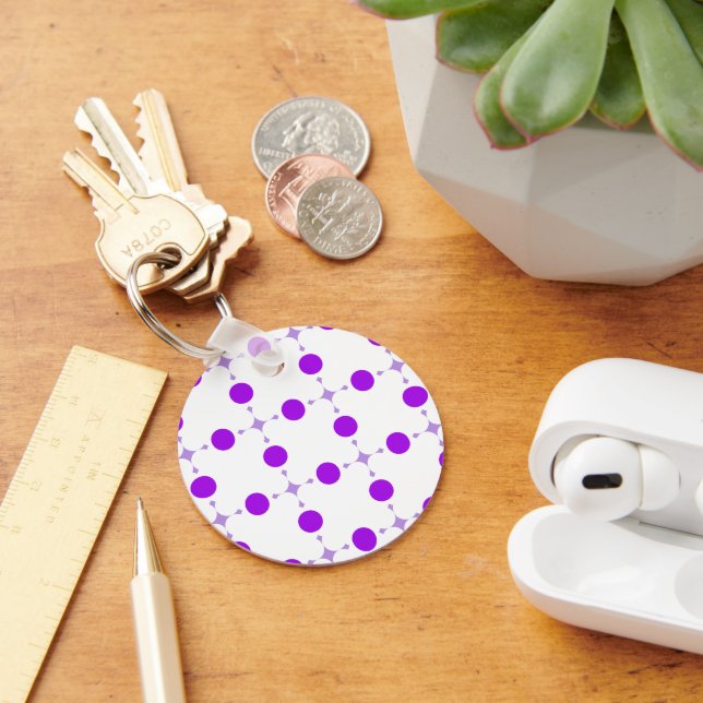 Purple Polka Dots, Polka Dot Pattern, Dots, Dotted Key Ring (Desk)