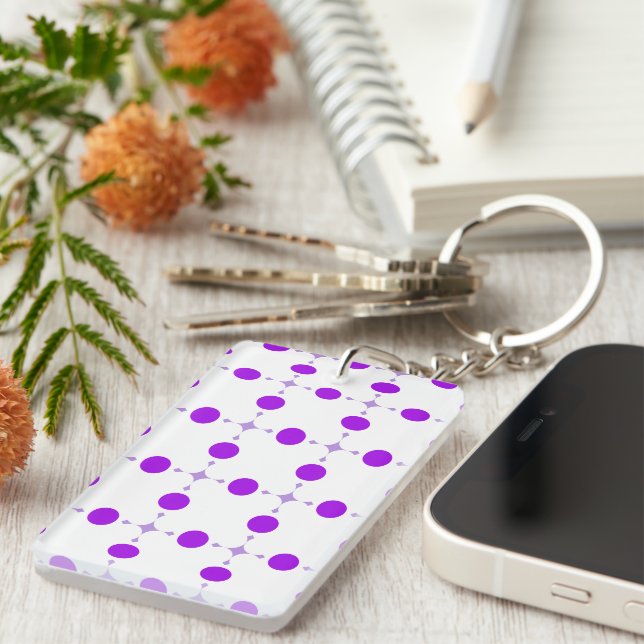 Purple Polka Dots, Polka Dot Pattern, Dots, Dotted Key Ring (Front Right)