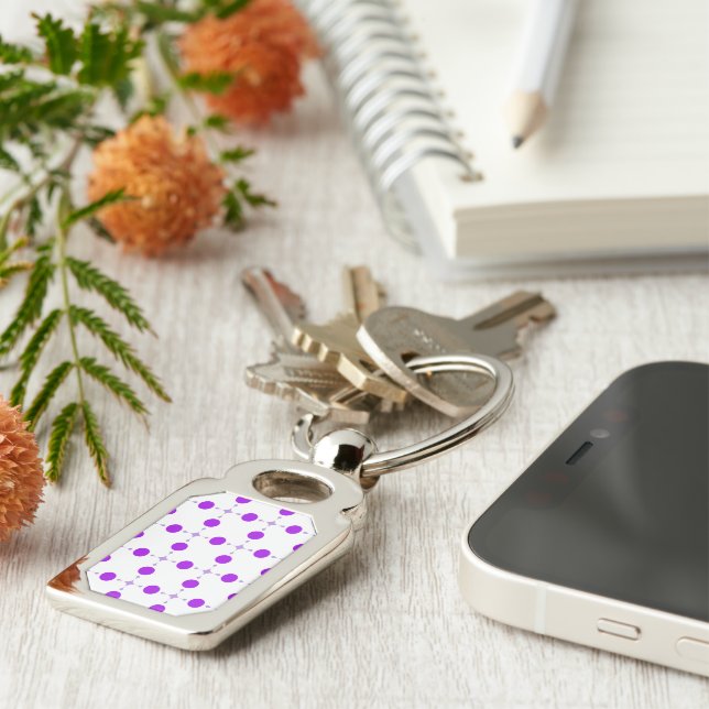 Purple Polka Dots, Polka Dot Pattern, Dots, Dotted Key Ring (Side)