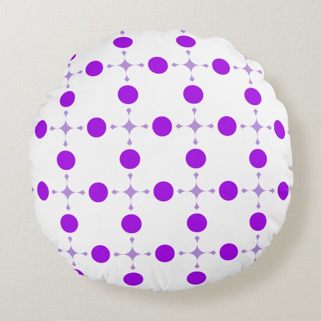 Purple Polka Dots, Polka Dot Pattern, Dots, Dotted Round Cushion (Front)