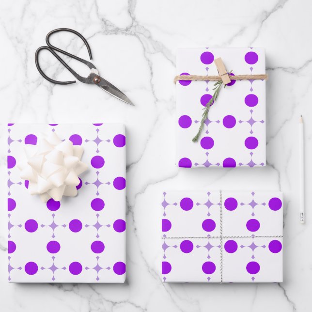 Purple Polka Dots, Polka Dot Pattern, Dots, Dotted Wrapping Paper Sheet (Front)