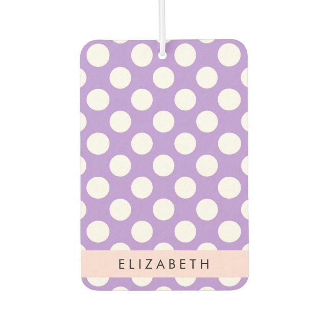 Purple Polka Dots, Polka Dot Pattern, Your Name Car Air Freshener (Front)