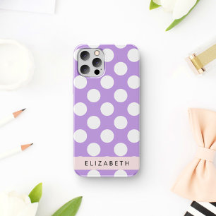 Purple Polka Dots, Polka Dot Pattern, Your Name iPhone 12 Pro Case