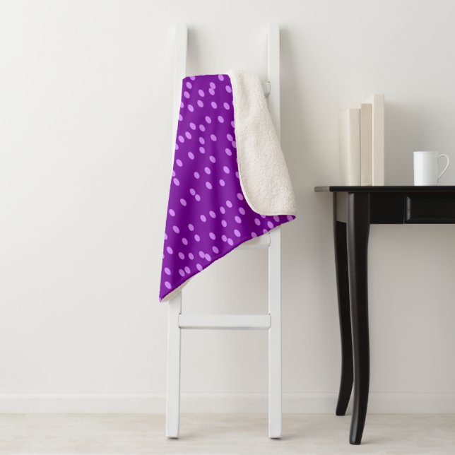 Purple Polka Dots Sherpa Blanket (In Situ)