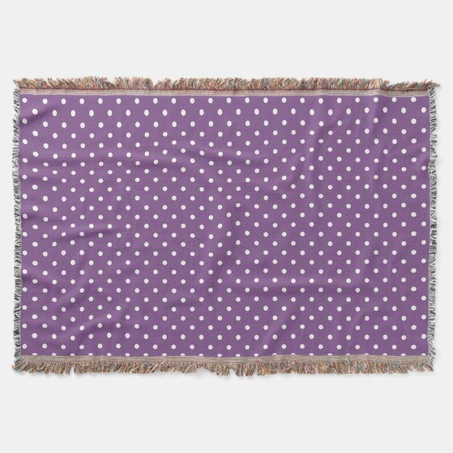 Purple Polka Dots Throw Blanket (Front)