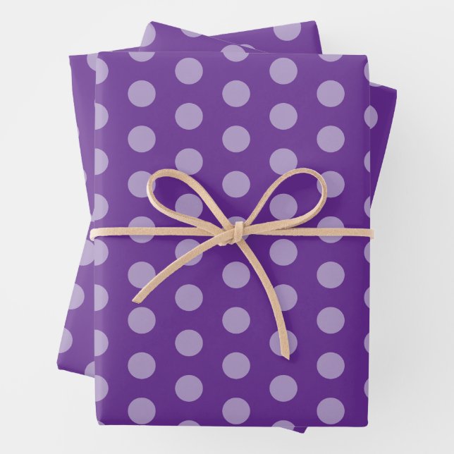 Purple Polka Dots  Wrapping Paper Sheet (In situ)