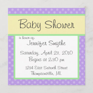 Purple Polka Dotty Baby Shower Invitation