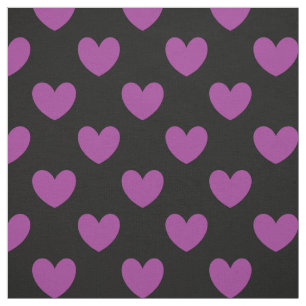 Purple polka hearts on black fabric