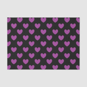 Purple polka hearts on black tissue paper