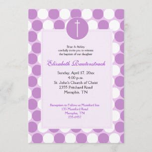 Purple Polkadot Baptism / Christening Invitation