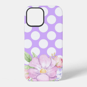 Purple Polkadots Watercolor Floral Modern iPhone 12 Case