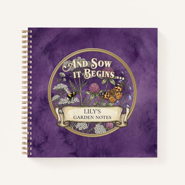 Purple Pollinator Garden Notebook Journal (Front)