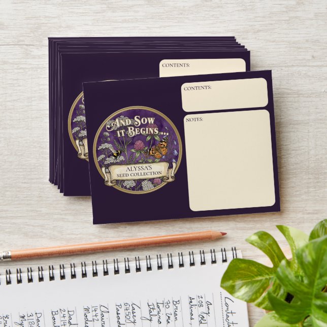 Purple Pollinator Seed Packet Envelopes (Stacked)
