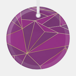 Purple Polygon Art: Gold Line Geometric Background Glass Tree Decoration