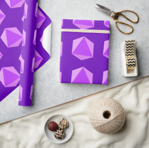 Purple Polyhedral Dice Wrapping Paper