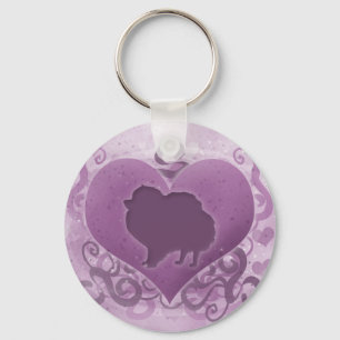 Purple Pomeranian Valentine Key Ring