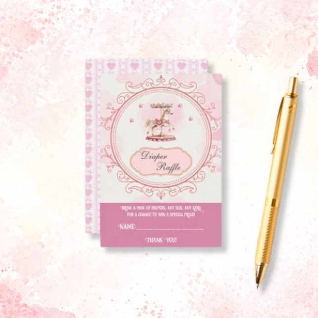 Purple Pony Dreams- Diaper Raffle Enclosure Card (diaper-raffle-purple-pony-baby-shower-enclosure-card)