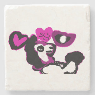 Purple poodle art stone coaster