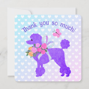 Purple Poodle Girls Thank You Invitation