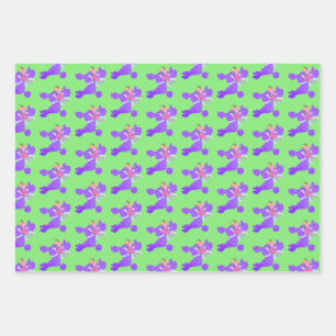 Purple Poodle Matching  Wrapping Paper Sheet