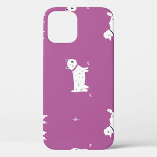 Purple Poodle: Monochrome Retro Pattern iPhone 12 Case