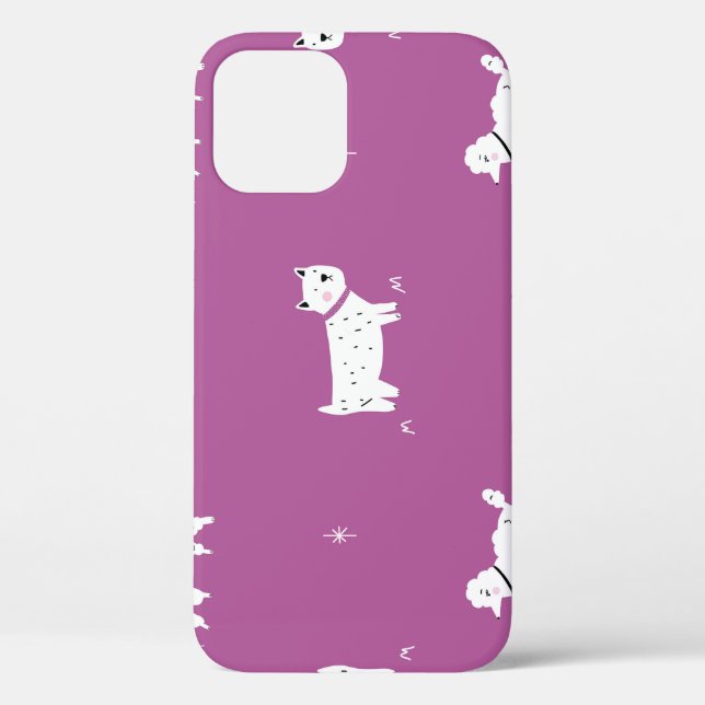 Purple Poodle: Monochrome Retro Pattern Case-Mate iPhone Case (Back)