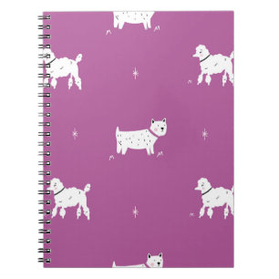 Purple Poodle: Monochrome Retro Pattern Notebook