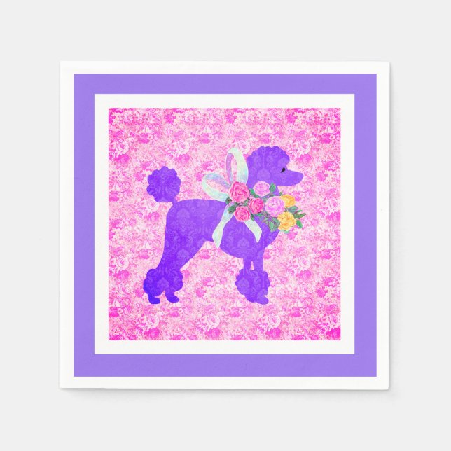 Purple Poodle Party Supplies Napkin (Front)