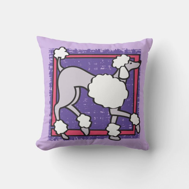 PURPLE POODLE Throw Pillow (Front)