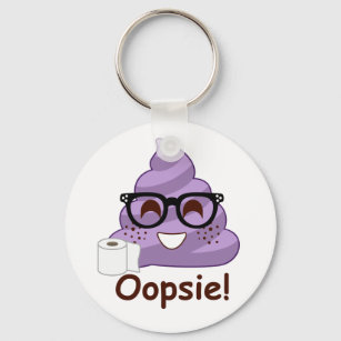 Purple Poop Emoji Oops Key Ring