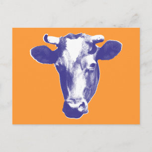 Purple Pop Art Cow Graphic Postcard