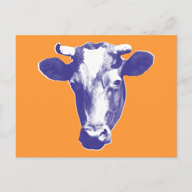 Purple Pop Art Cow Graphic Postcard (Front)