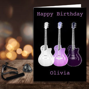 Purple Pop Art Music Guitar Custom Name Card