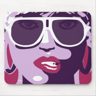 Purple Pop Art Pretty Woman Sunglasses Pink Lips M Mouse Pad