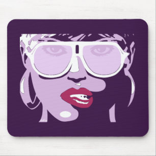 Purple Pop Art Pretty Woman Sunglasses Pink Lips Mouse Pad