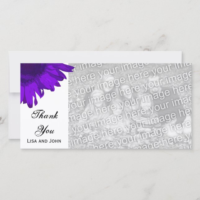 Purple Pop Art Sunflower Thank You Card (Front)