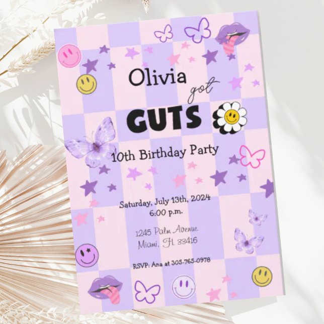 Purple Pop Music Tween Teen Birthday Invitation (Creator Uploaded)
