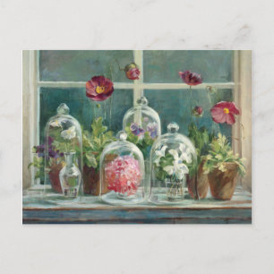 Purple Poppies on a Windowsill Postcard