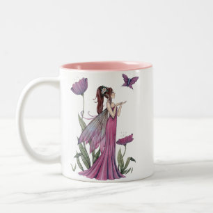 Purple Poppy Fairy Butterfly Fantasy Art Mug