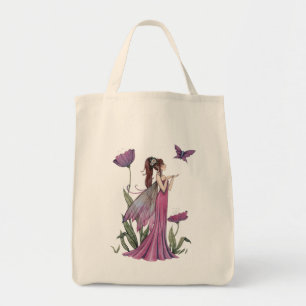 Purple Poppy Fairy Fantasy Art Organic Tote Bag